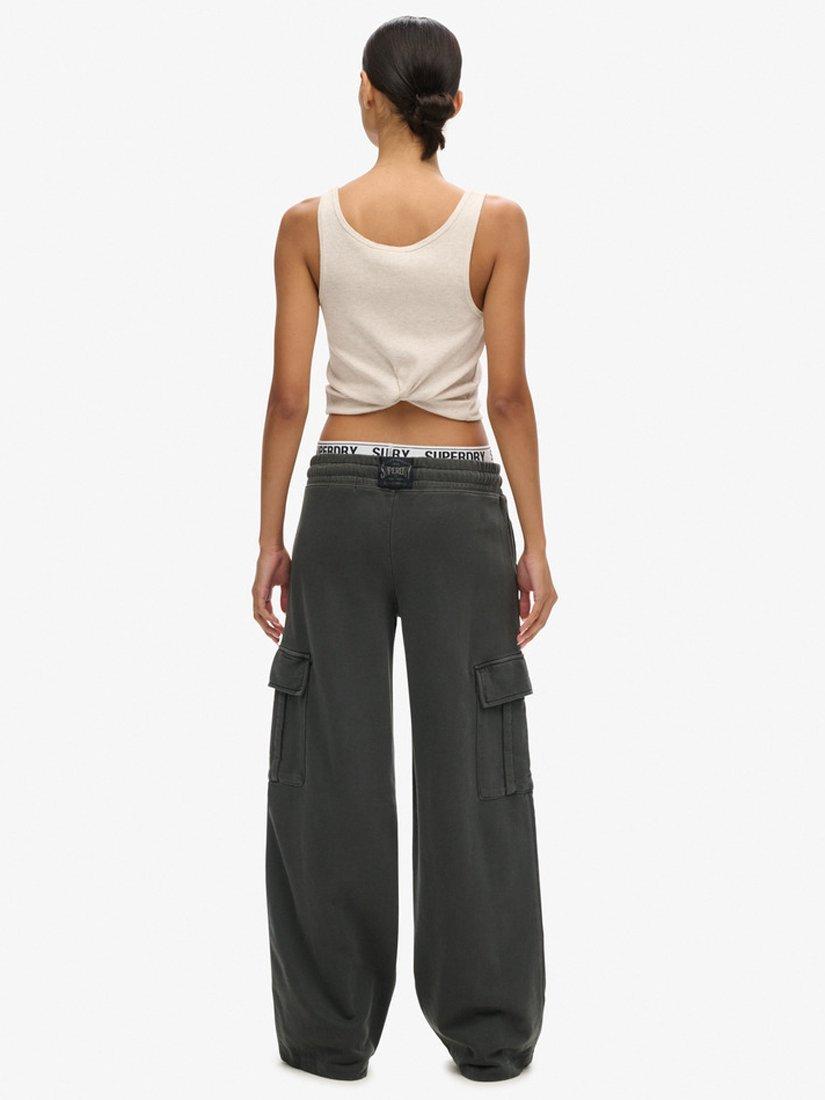 Product image 2 of 7, which shows Superdry Athletic Essentials Vintage Wide Cargo Joggers, Washed Black, 8