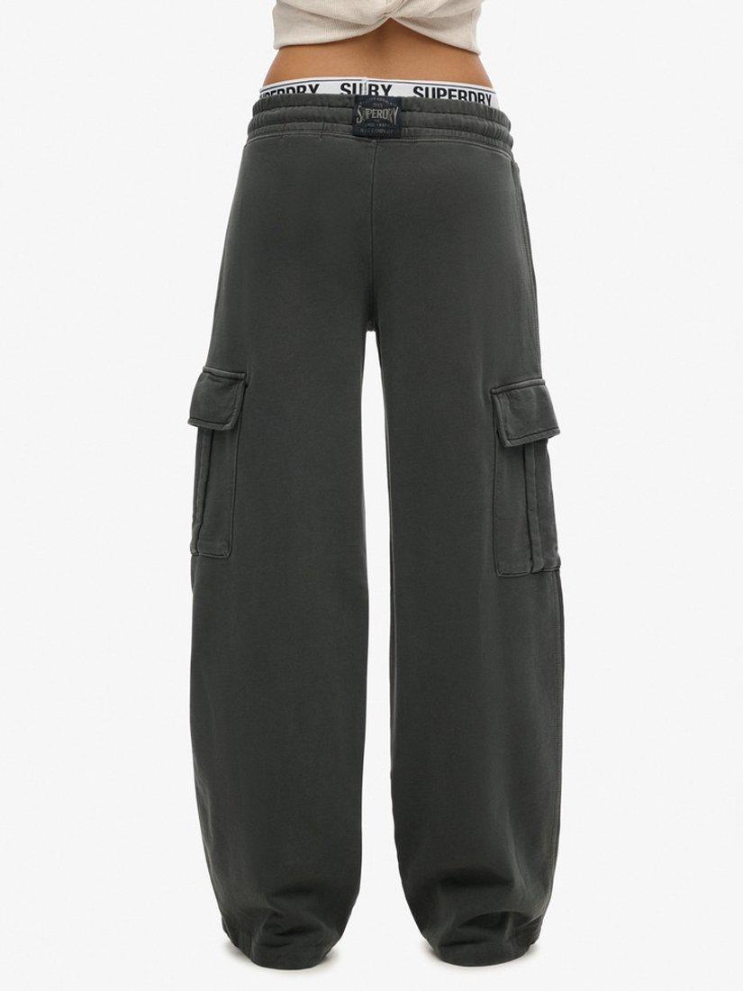 Product image 6 of 7, which shows Superdry Athletic Essentials Vintage Wide Cargo Joggers, Washed Black, 8