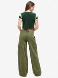 Superdry Athletic Essentials Vintage Wide Leg Cargo Joggers, Olive Khaki