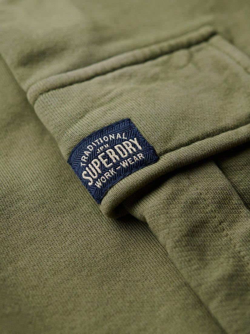 Product image 4 of 7, which shows Superdry Athletic Essentials Vintage Wide Leg Cargo Joggers, Olive Khaki, 8