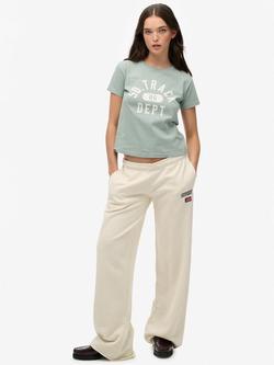 Superdry Athletic Essentials Wide Leg Joggers, Bordeaux Red, Desert Bone White