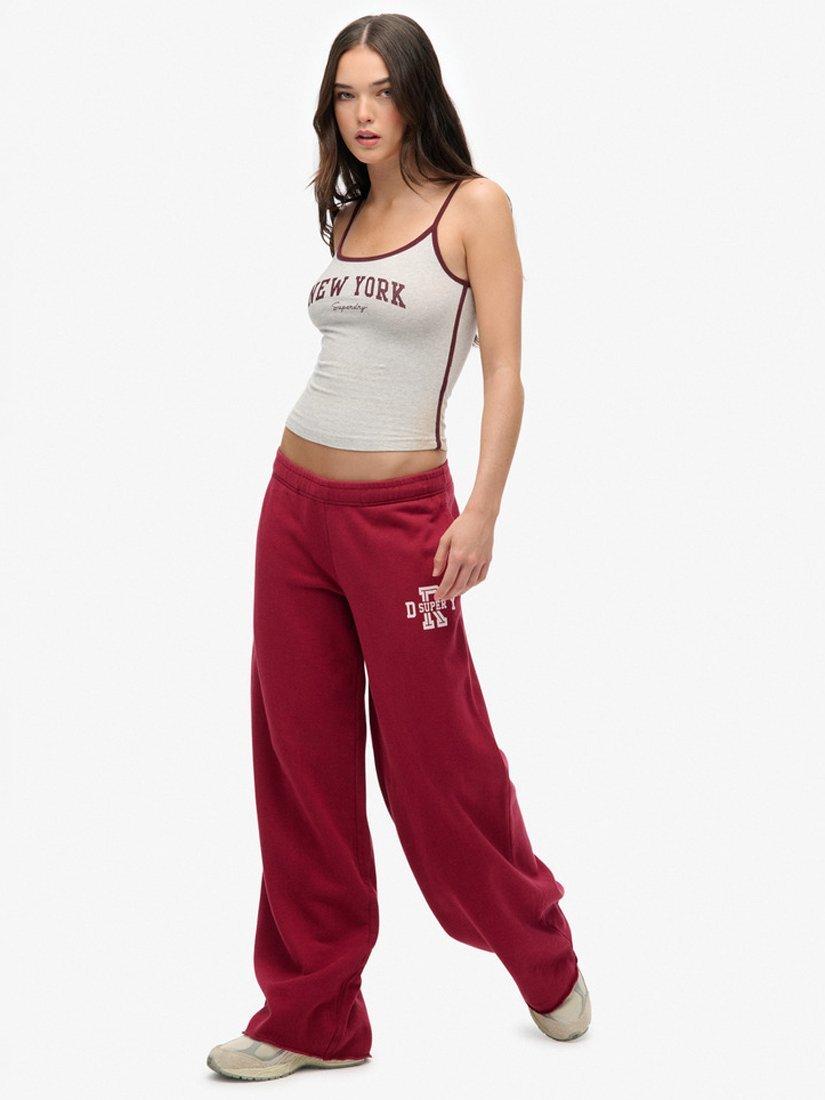 Product image 3 of 6, which shows Superdry Athletic Essentials Wide Leg Joggers, Bordeaux Red, 8