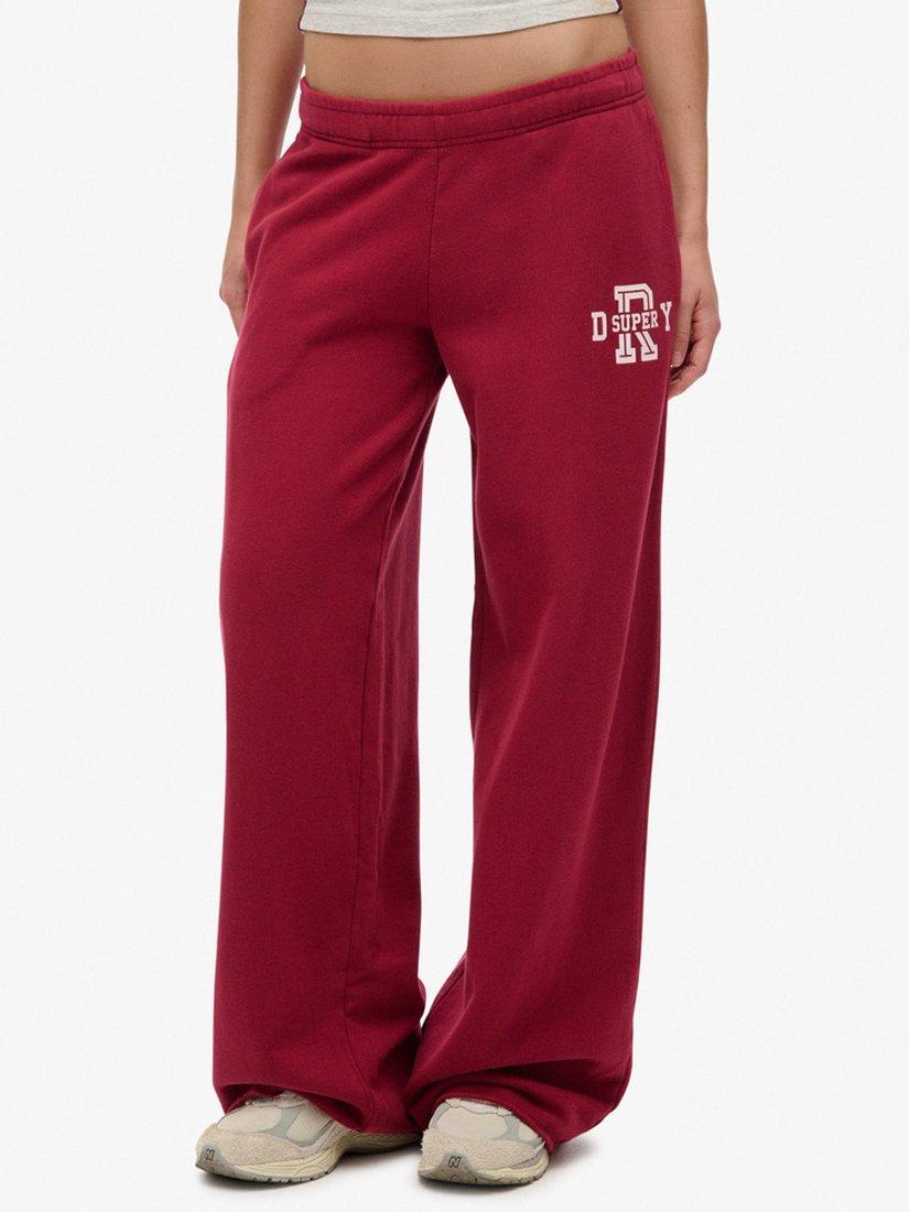 Product image 4 of 6, which shows Superdry Athletic Essentials Wide Leg Joggers, Bordeaux Red, 8
