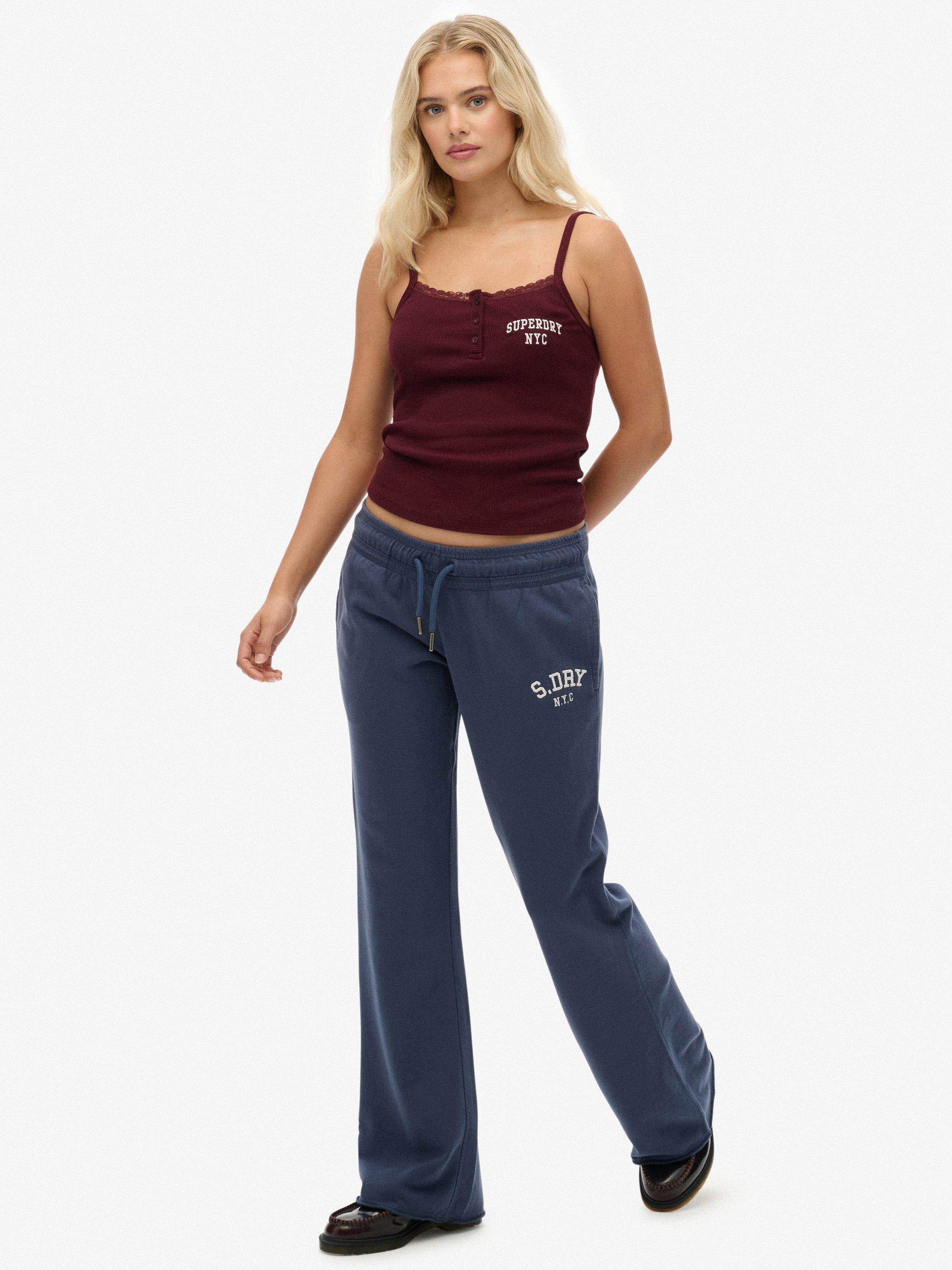 Product image 3 of 7, which shows Superdry Athletic Embroidered Flare Joggers, Mariner Navy, 8