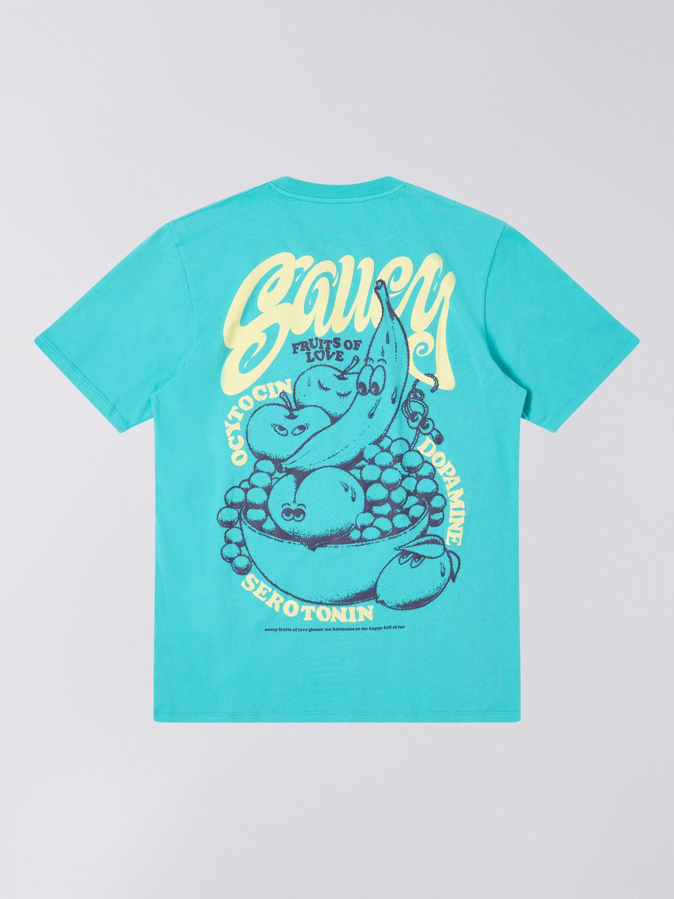 Product image 2 of 2, which shows Edwin Fruits of Love Graphic Print Cotton T-Shirt, Baltic, S