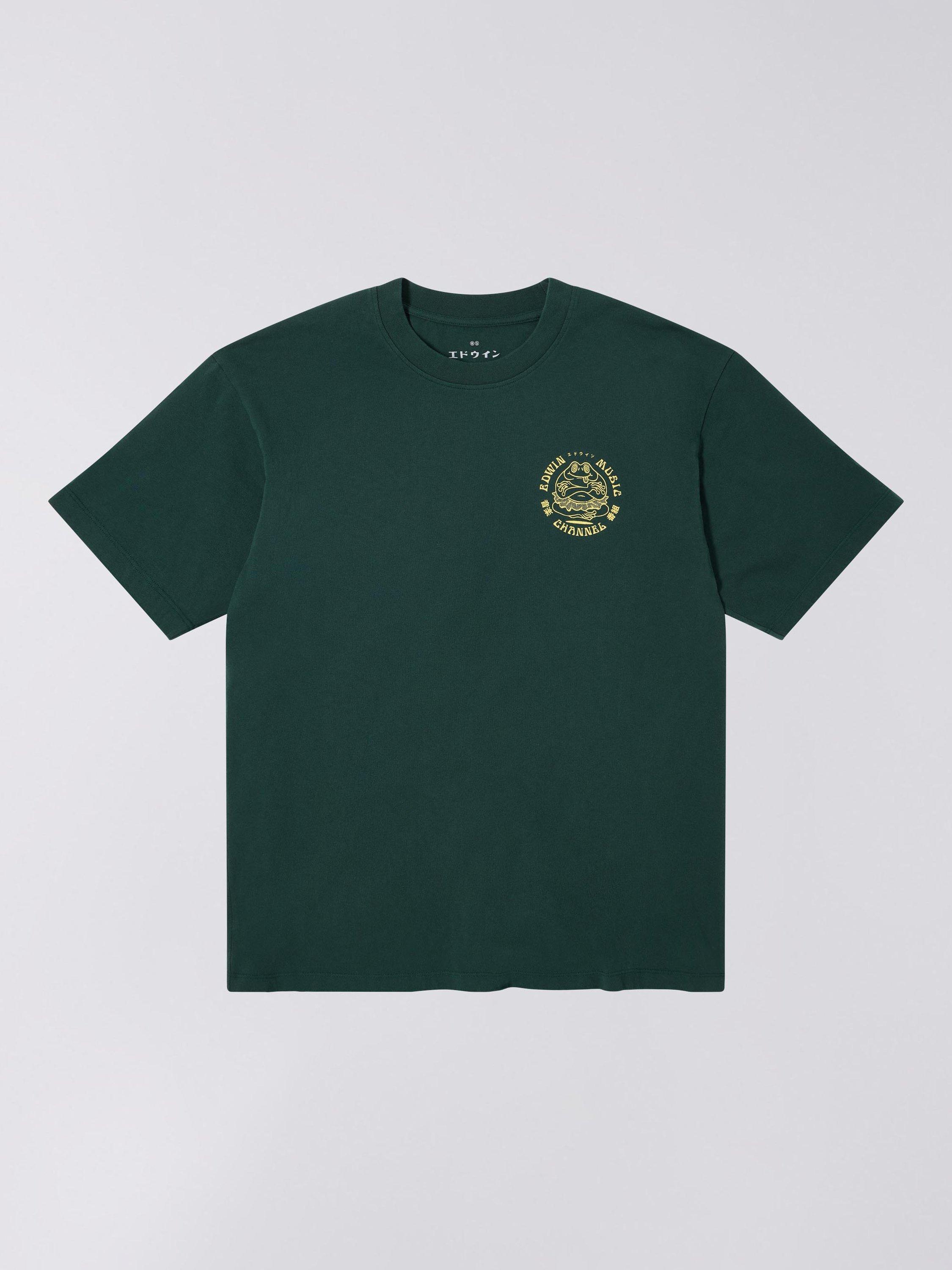 Product image 1 of 2, which shows Edwin Music Channel Cotton T-Shirt, Green Gables, S