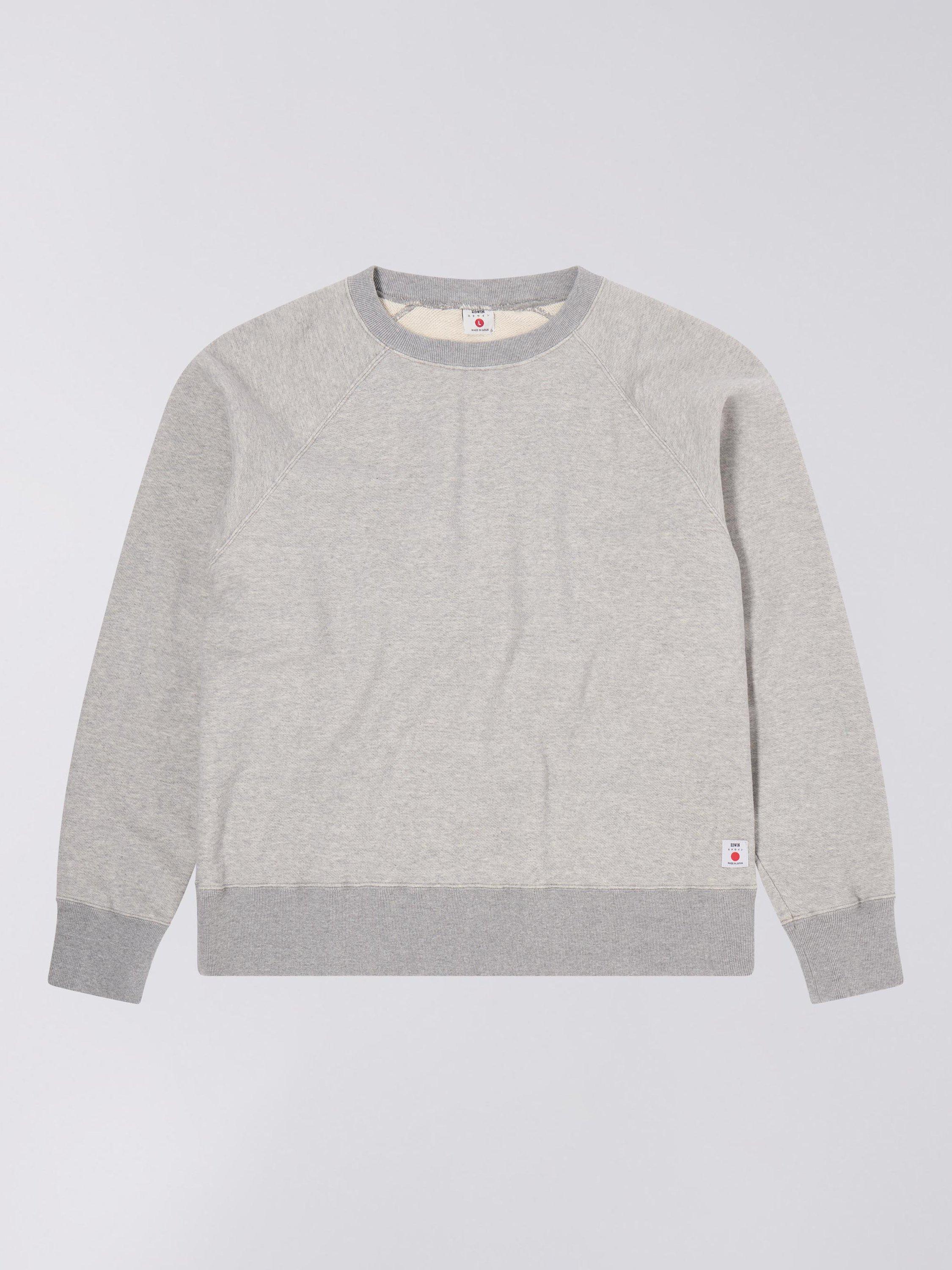 Product image 1 of 3, which shows Edwin Made in Japan Cotton Raglan Sleeve Sweatshirt, Grey, S