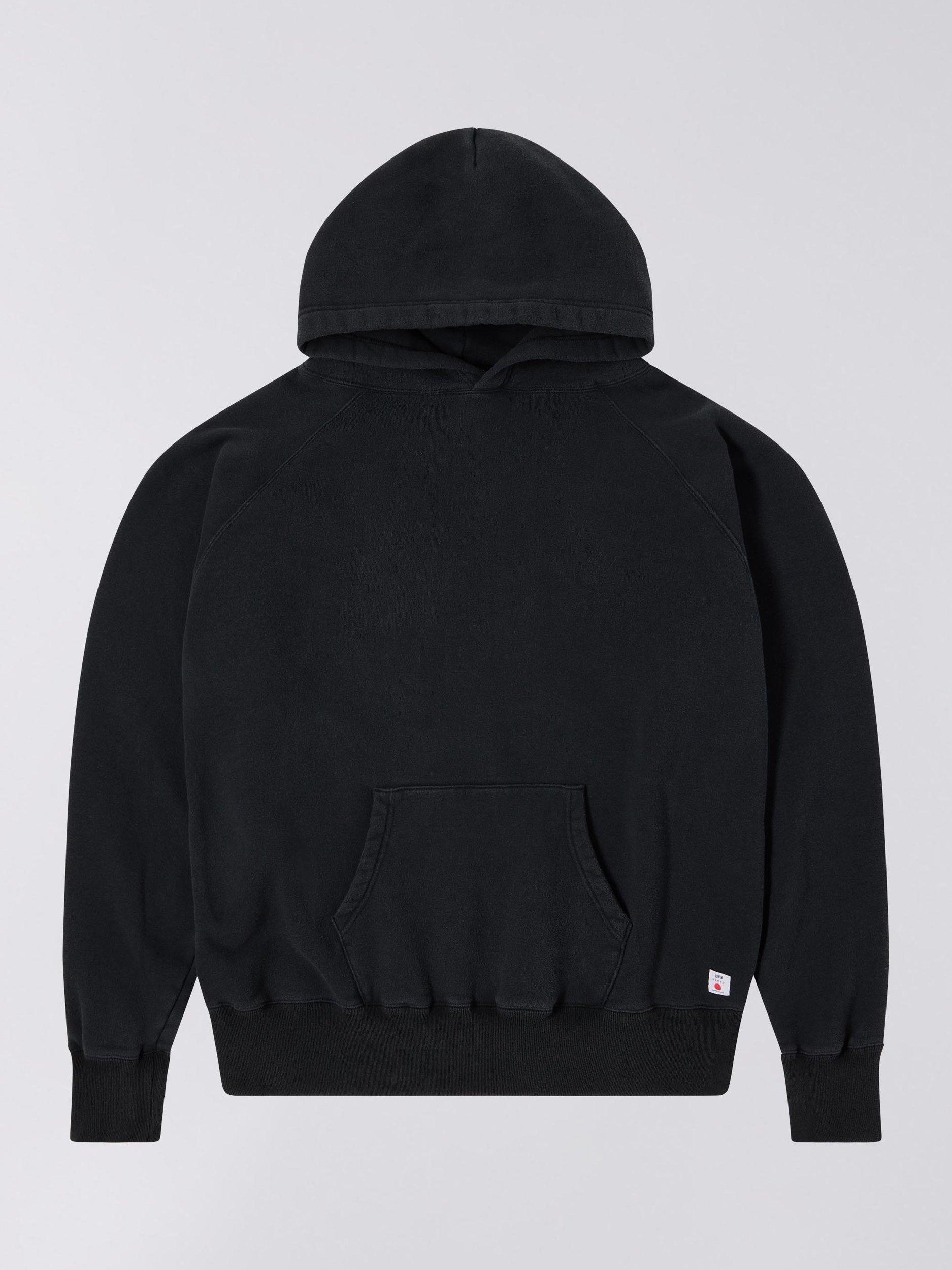 Product image 1 of 3, which shows Edwin Made in Japan Cotton Raglan Hoodie, Black, S