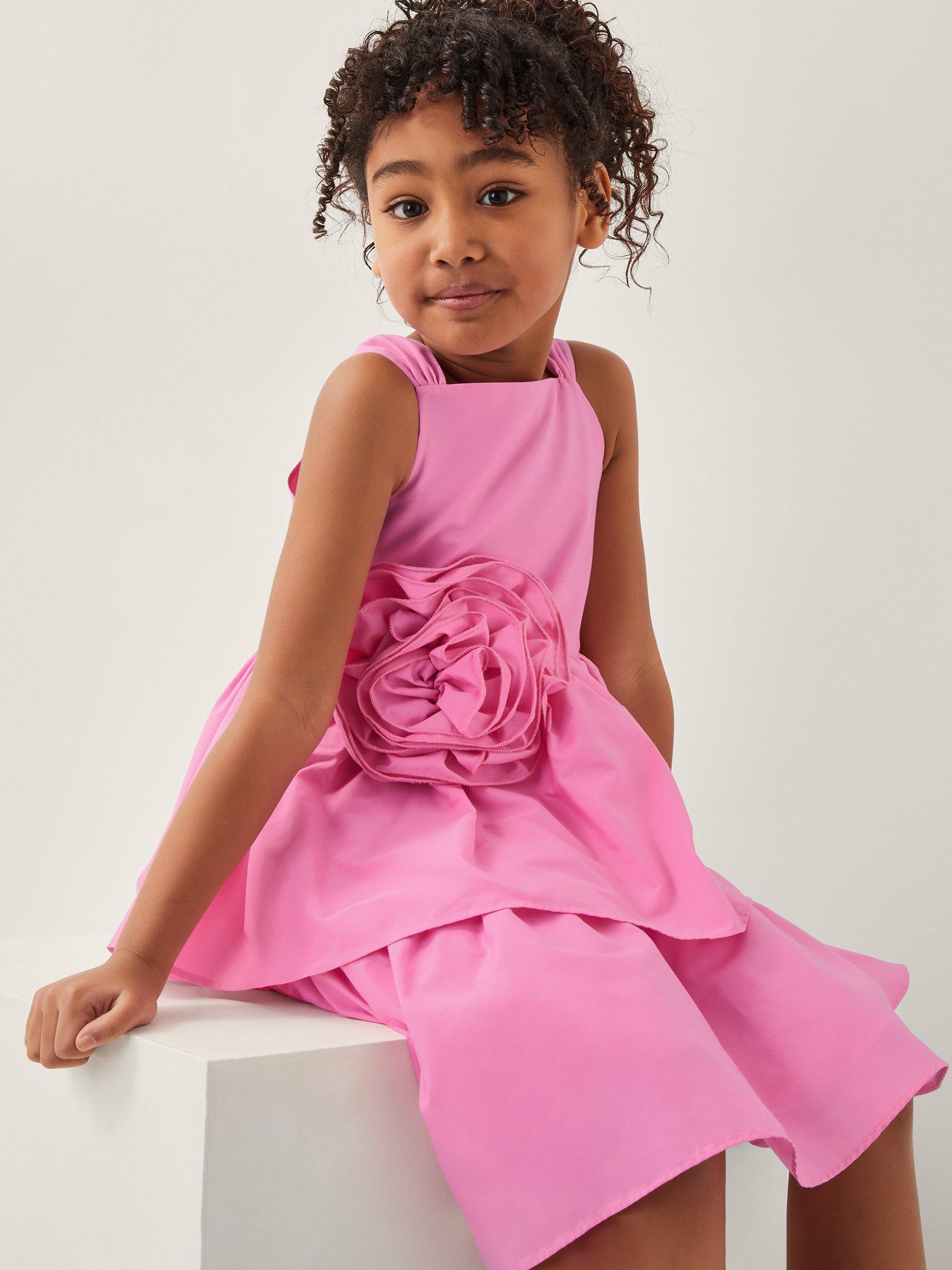 Product image 1 of 4, which shows Monsoon Kids' Strappy Tiered Party Dress, Pink, 3 years