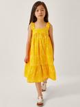 Monsoon Kids' Cotton Sleeveless Sun Print Tier Dress, Yellow