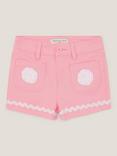 Monsoon Kids' Cotton Embroidered Flower Pocket Shorts, Pink