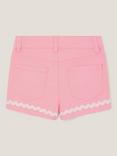 Monsoon Kids' Cotton Embroidered Flower Pocket Shorts, Pink