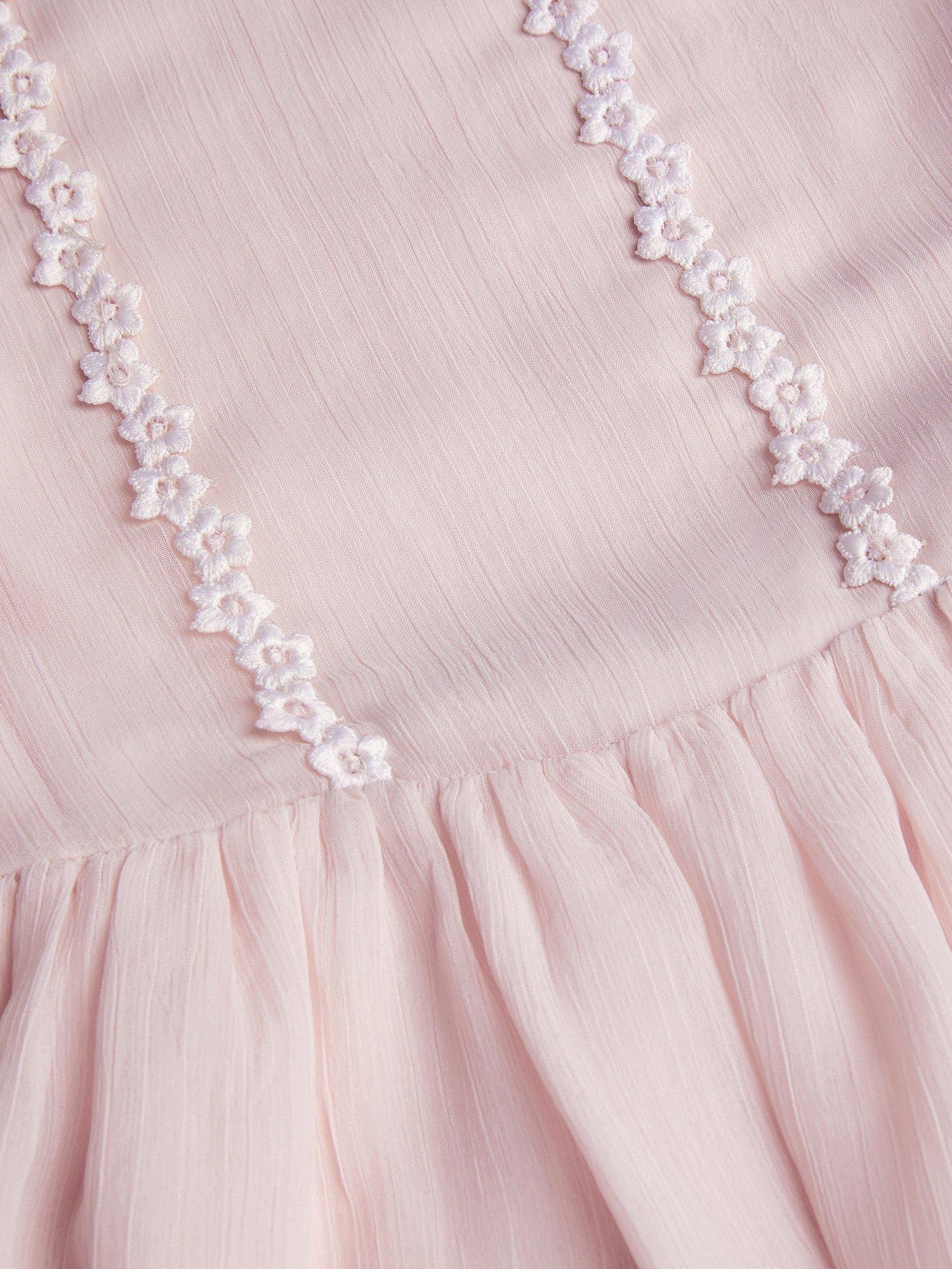 Product image 3 of 3, which shows Monsoon Kids' Antonia Short Sleeved Floral Lace Dress, Pink, 3 years