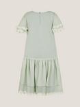 Monsoon Kids' Antonia Short Sleeved Floral Lace Dress, Sage