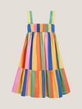 Monsoon Kids' Cotton Sleeveless Rainbow Stripe Dress, Multi