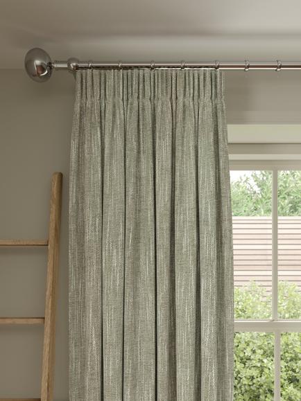 John Lewis Brushed Viscose Blend Pair Blackout Lined Pencil Pleat Curtains, Avocado Green
