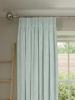 John Lewis Brushed Viscose Blend Pair Blackout Lined Pencil Pleat Curtains, Duck Egg Blue
