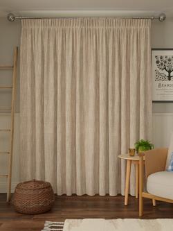 John Lewis Brushed Viscose Blend Pair Blackout Lined Pencil Pleat Curtains - view 2, Natural