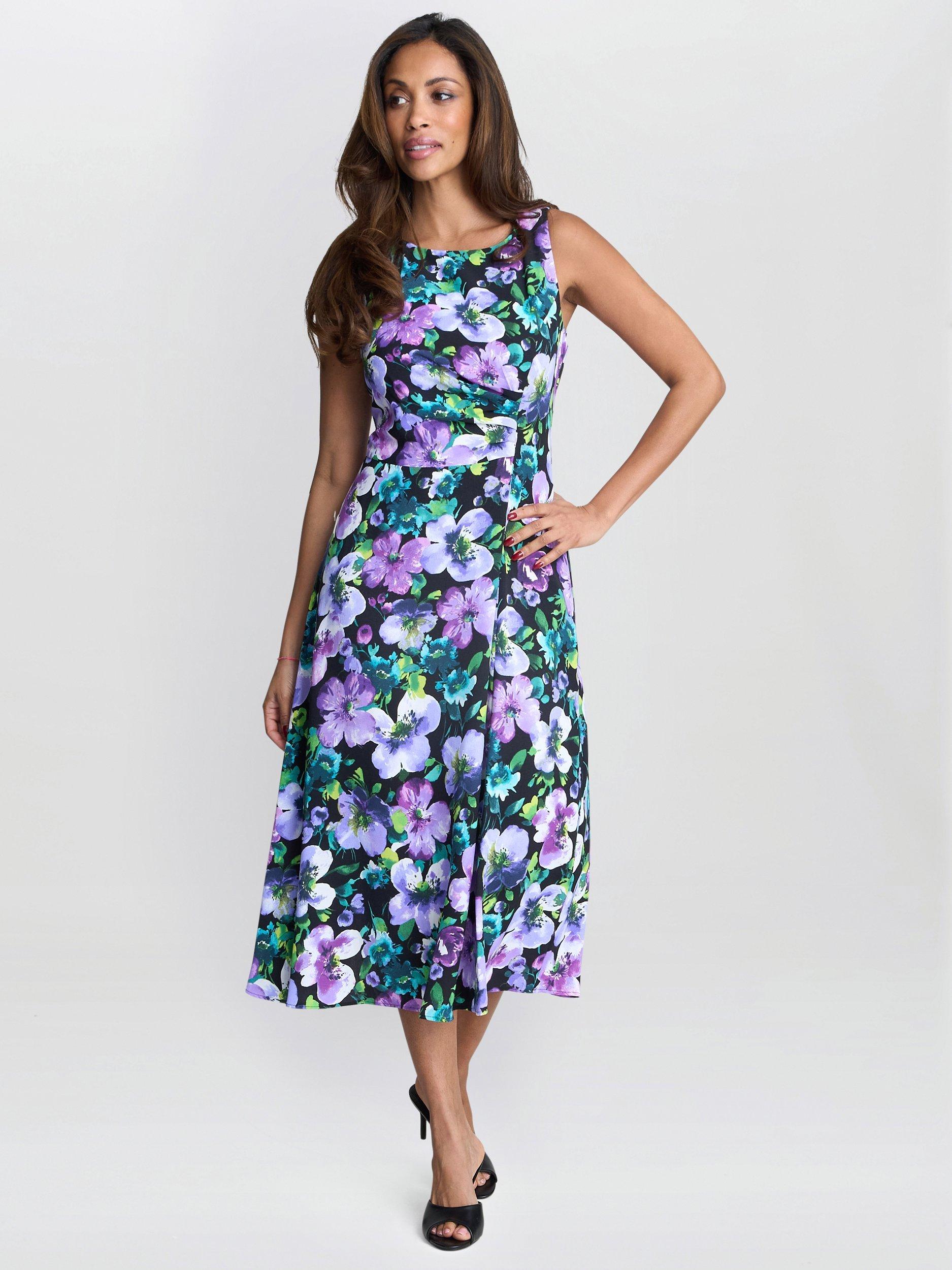 Product image 1 of 6, which shows Gina Bacconi Jeselle Floral Dress, Black/Multi, 8