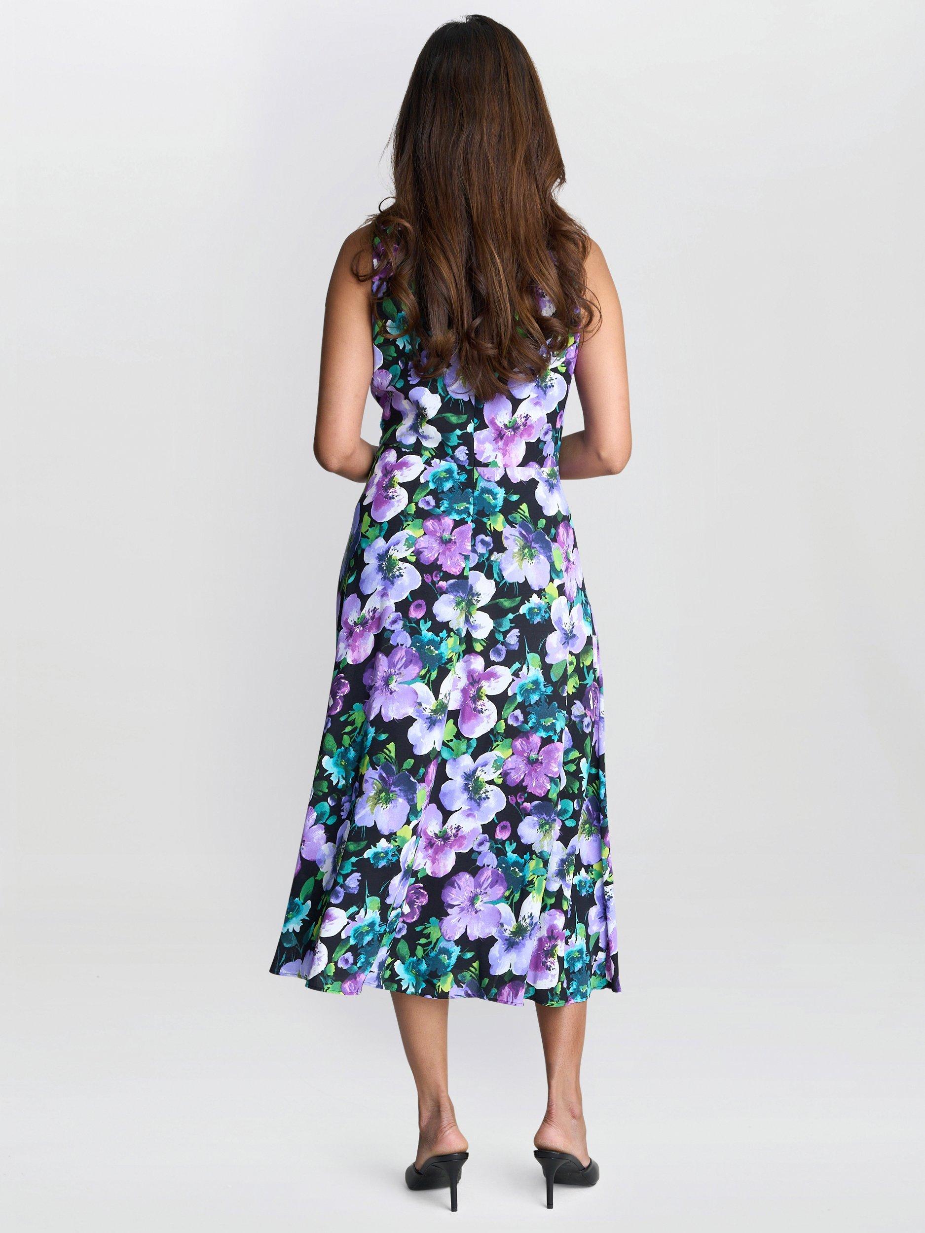 Product image 2 of 6, which shows Gina Bacconi Jeselle Floral Dress, Black/Multi, 8