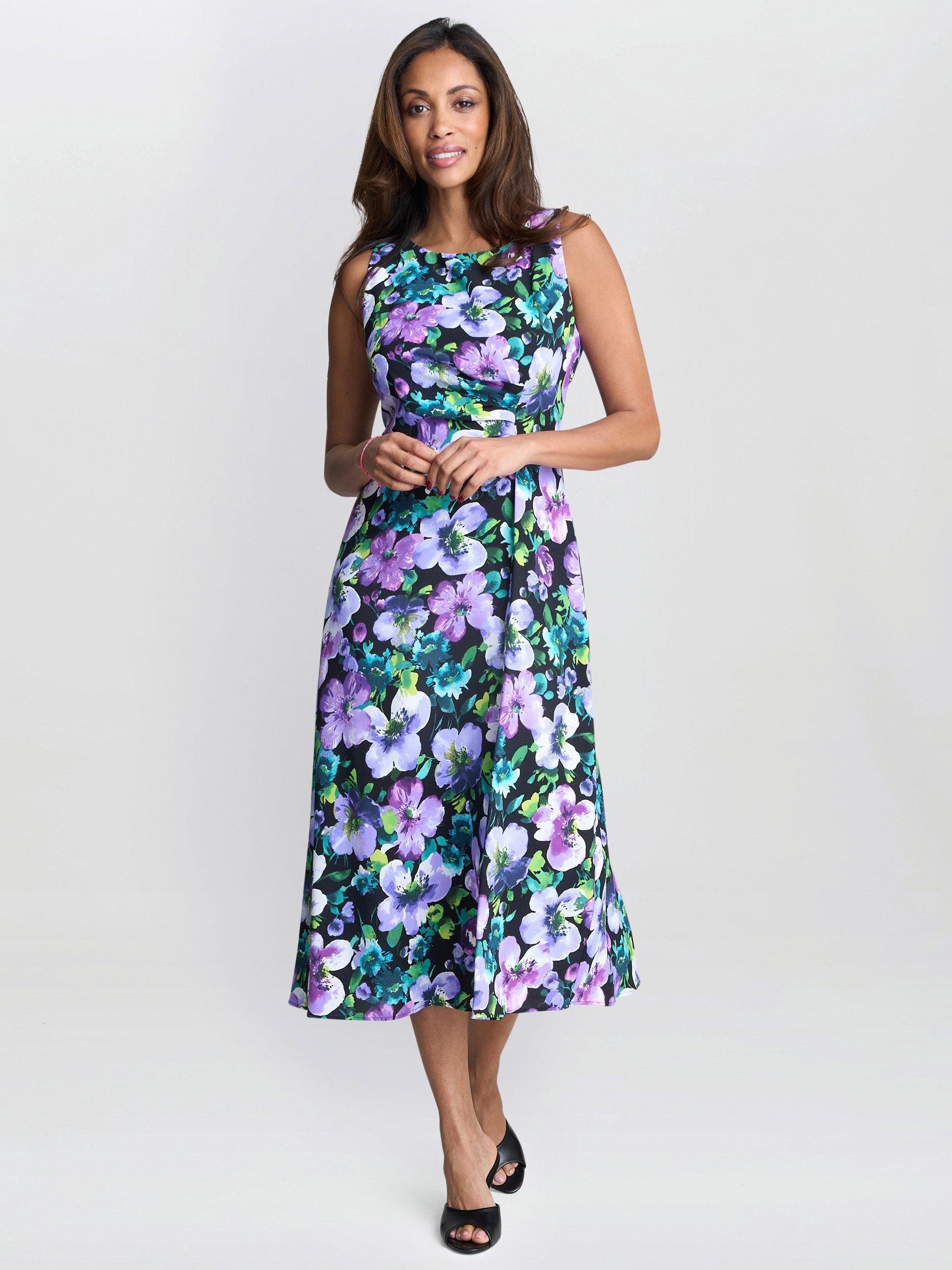 Product image 3 of 6, which shows Gina Bacconi Jeselle Floral Dress, Black/Multi, 8