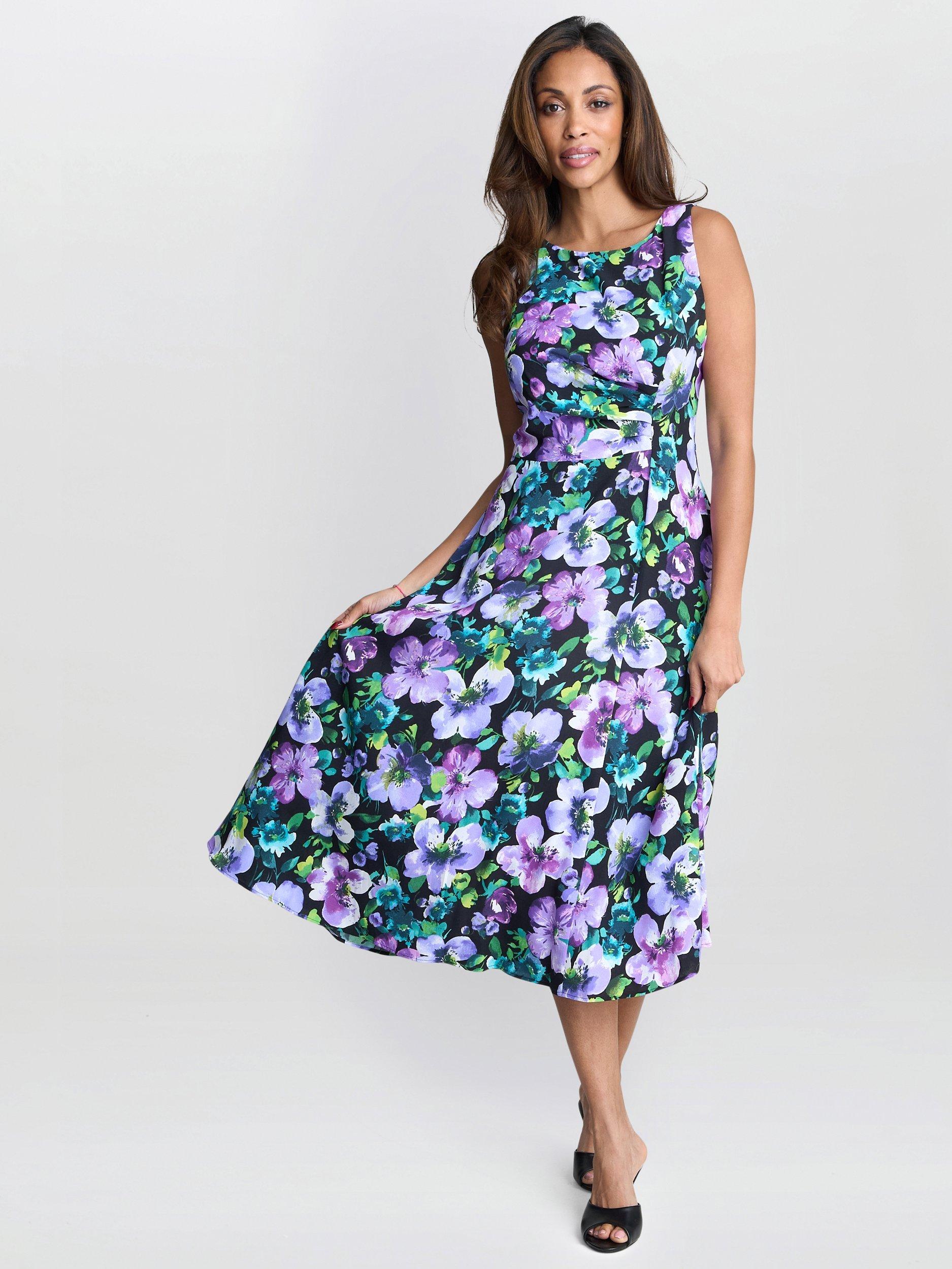 Product image 6 of 6, which shows Gina Bacconi Jeselle Floral Dress, Black/Multi, 8