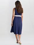 Gina Bacconi Kendall Side Stripe Dress, Navy/Cream