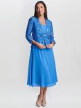 Gina Bacconi Adele Soutache Lace Jacket & Chiffon Dress Set, Cobalt
