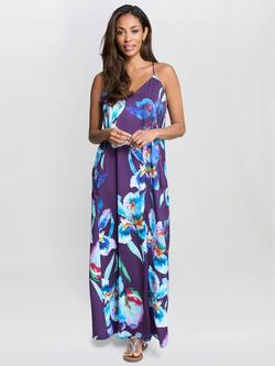 Gina Bacconi Genny Floral Maxi Dress, Navy/Multi, Navy/Multi