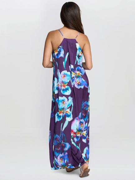 Gina Bacconi Genny Floral Maxi Dress, Navy/Multi - view 2, Navy/Multi