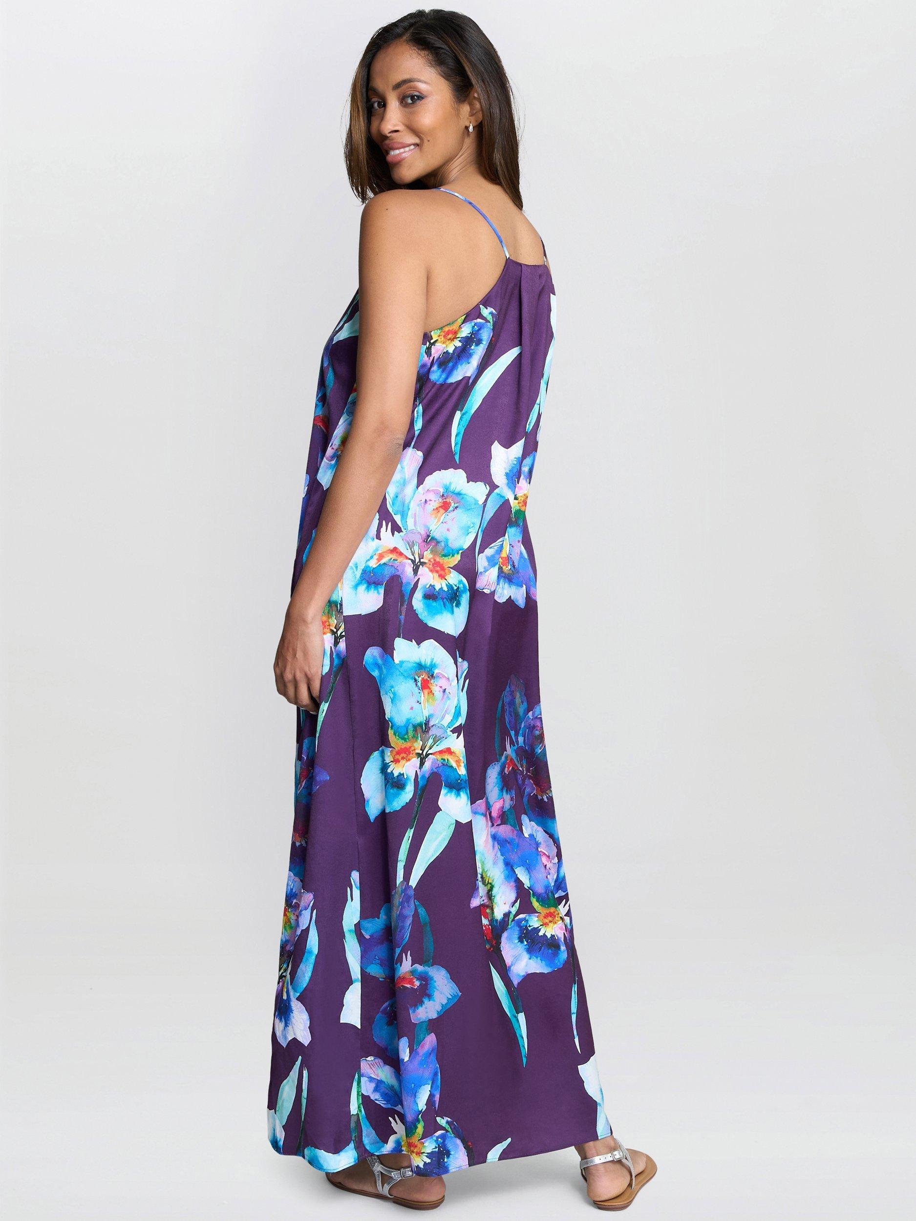 Product image 7 of 7, which shows Gina Bacconi Genny Floral Maxi Dress, Navy/Multi, 8