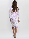 Gina Bacconi Harmony Ruched Waist Floral Dress, Ivory/Multi