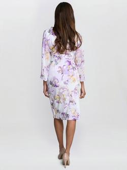 Gina Bacconi Harmony Ruched Waist Floral Dress, Ivory/Multi - view 2, Ivory/Multi
