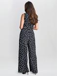 Gina Bacconi Jolie Polka Dot Jumpsuit, Black/White