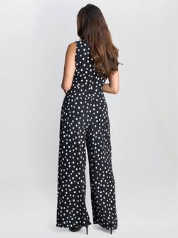 Gina Bacconi Jolie Polka Dot Jumpsuit, Black/White - view 2, Black/White