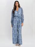 Gina Bacconi Kourtney Abstract Chiffon Jumpsuit, Blue