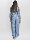 Gina Bacconi Kourtney Abstract Chiffon Jumpsuit, Blue