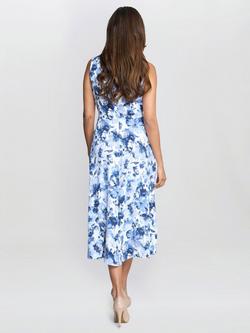Gina Bacconi Emmy Floral Print Sleeveless Midi Dress, Blue - view 2, Blue