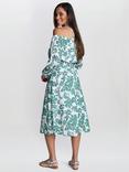 Gina Bacconi Ryan Long Sleeve Off Shoulder Midi Dress, Green/White