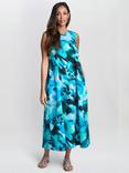 Gina Bacconi Rory Cotton Abstract Print Tent Dress, Teal/Multi