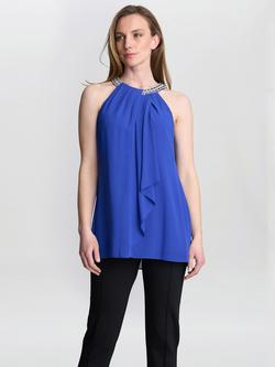 Gina Bacconi Elle Beaded Halterneck Top, Royal, Royal