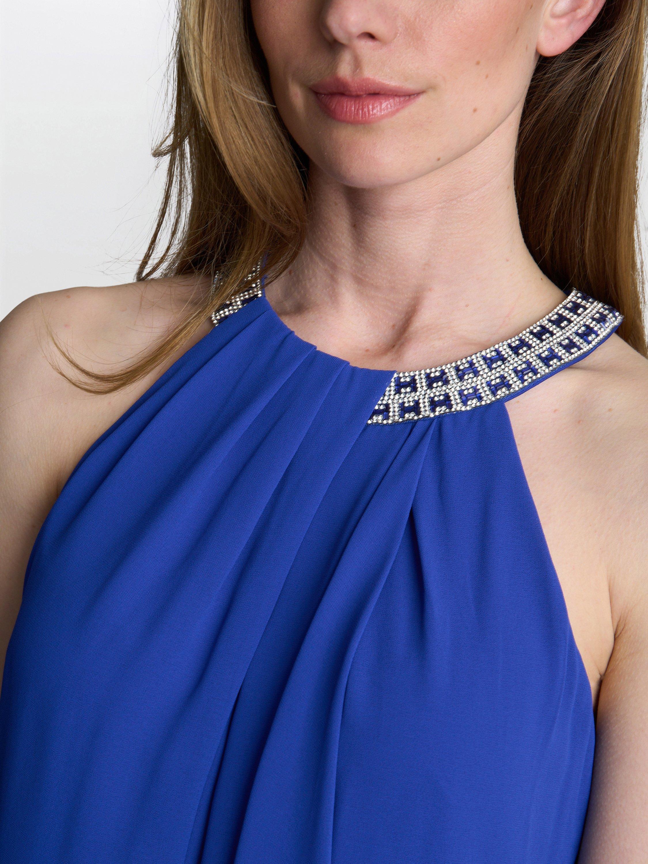 Product image 5 of 5, which shows Gina Bacconi Elle Beaded Halterneck Top, Royal, S