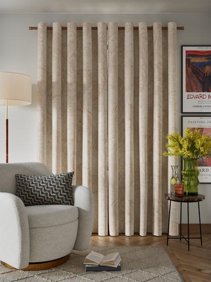 John Lewis Cecilia Pair Lined Eyelet Curtains, Gold Marshmallow - view 2, Gold Marshmallow