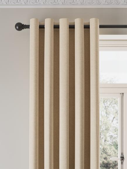 John Lewis Velvet Chenille Pair Heavyweight Thermal Lined Eyelet Curtains, Chalk Cream