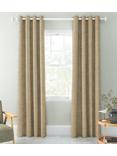 John Lewis Velvet Chenille Pair Heavyweight Thermal Lined Eyelet Curtains, Chalk Cream