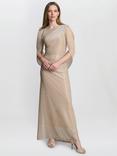 Gina Bacconi Joanna Metallic Knit Maxi Dress, Gold/Silver