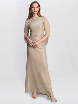 Gina Bacconi Joanna Metallic Knit Maxi Dress, Gold/Silver, Gold/Silver