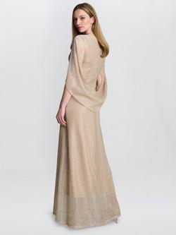 Gina Bacconi Joanna Metallic Knit Maxi Dress, Gold/Silver - view 2, Gold/Silver