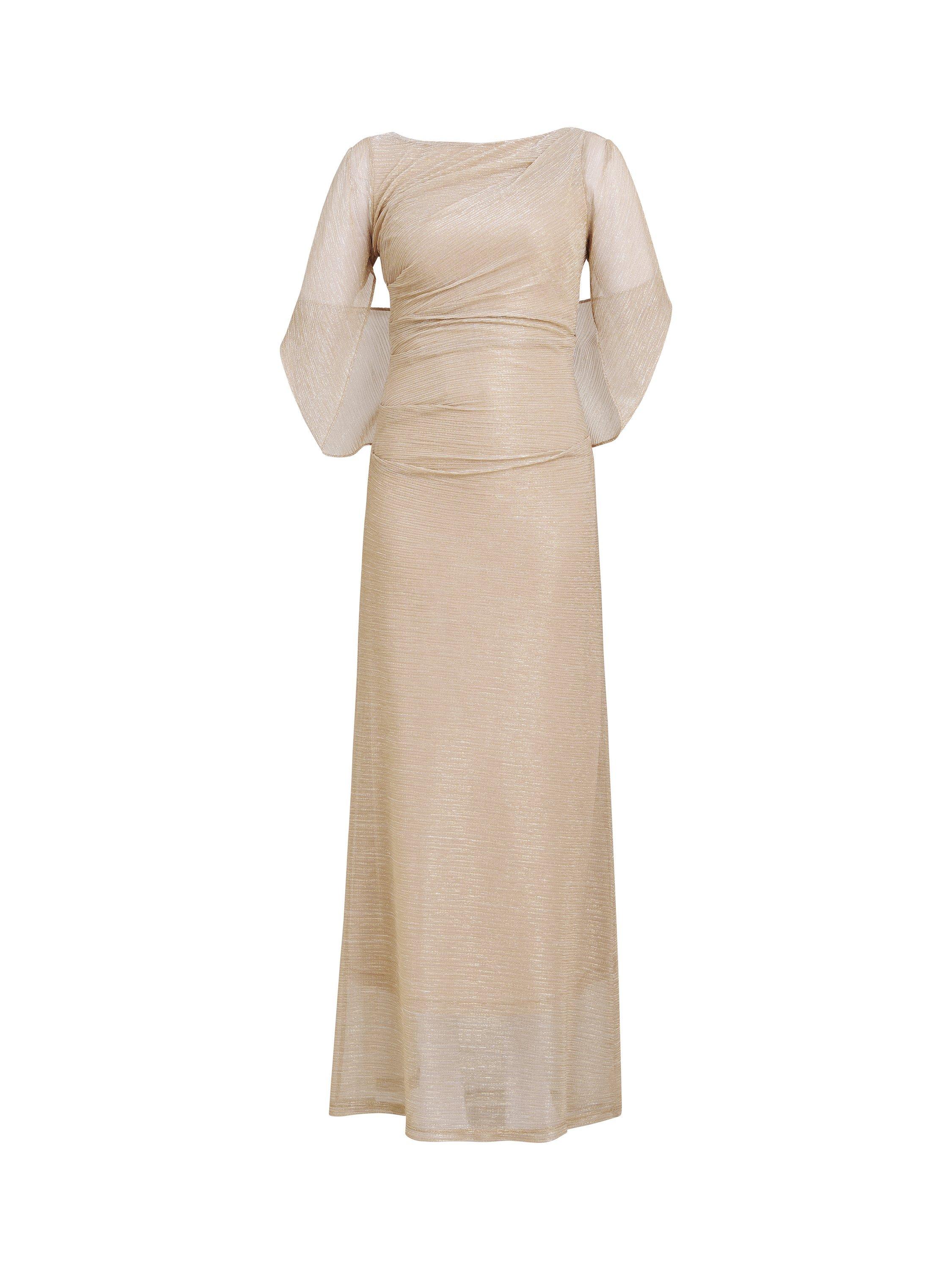 Product image 4 of 8, which shows Gina Bacconi Joanna Metallic Knit Maxi Dress, Gold/Silver, 8