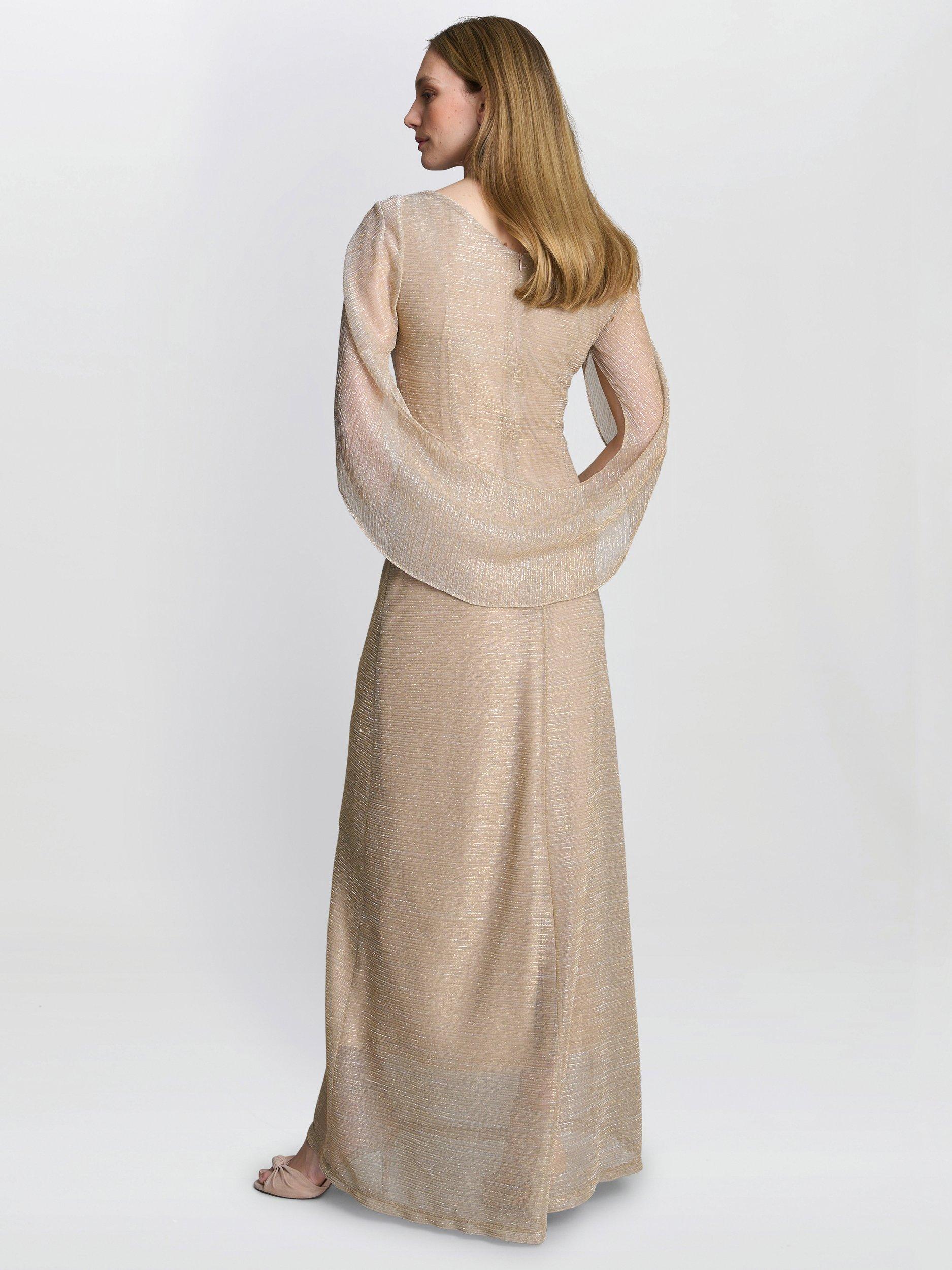 Product image 8 of 8, which shows Gina Bacconi Joanna Metallic Knit Maxi Dress, Gold/Silver, 8